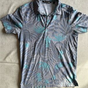 Men's Gray and Teal Polo Shirt